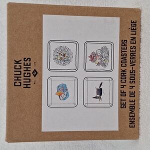 NEW Chuck Hughes Set Of 4 Cork Coasters